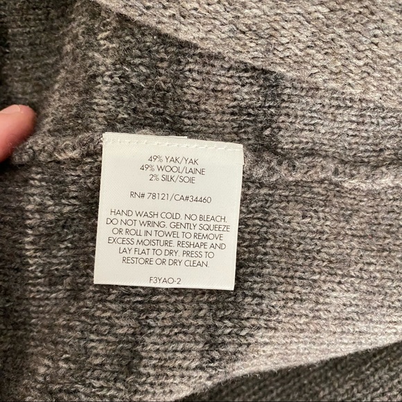 EILEEN FISHER WOOL SILK OMBRE WATERFALL DRAPED OPEN CARDIGAN WARM SWEATER XS-S - Picture 7 of 10